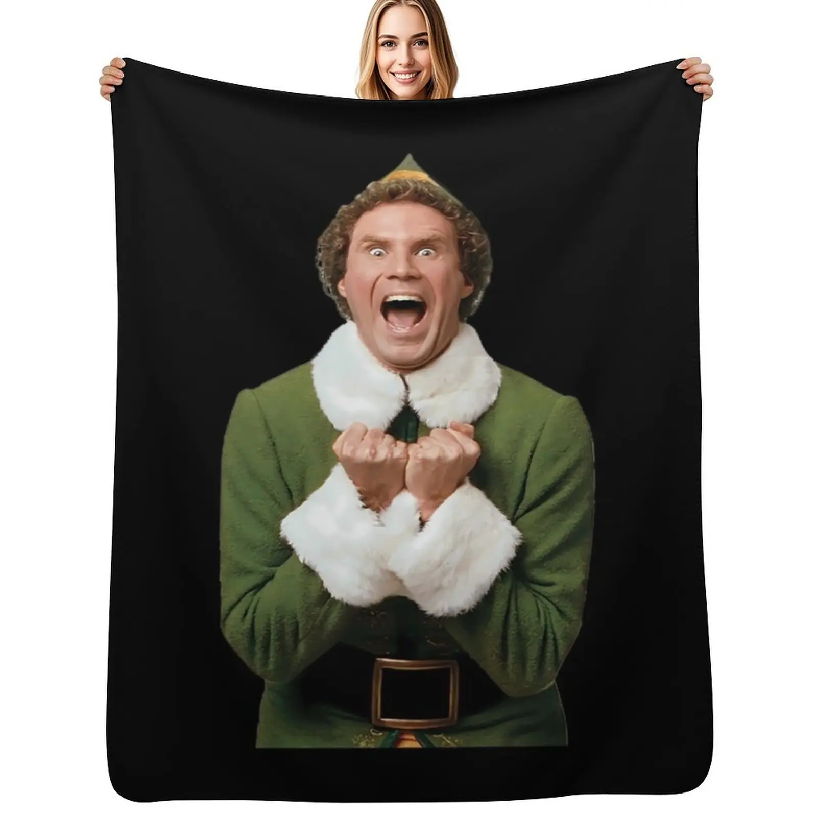 

Excited Buddy the Elf Christmas Throw Blanket Designers Stuffeds Blankets Sofas Of Decoration manga Blanket