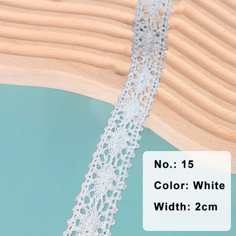 2/5M Cotton Lace Trim Vintage Lace Ribbon Crochet Cotton Lace Scalloped Edge White & Beige For Sewing Craft Wedding Decoration