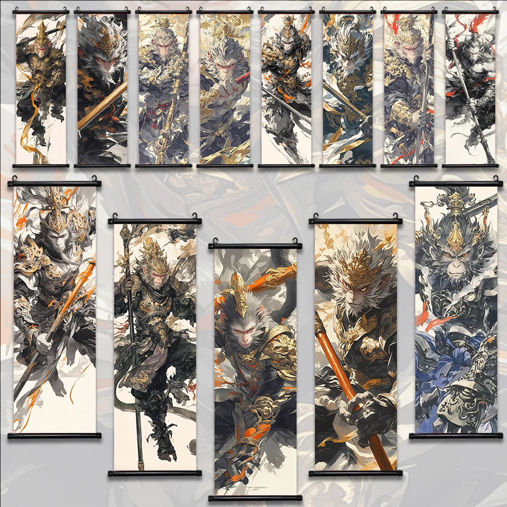 Black Myth: Wukong Hanging Scroll Poster Home Decoration Art Games Wallpaper Wall Artwork Canvas Painting Print Gaming Room Gift