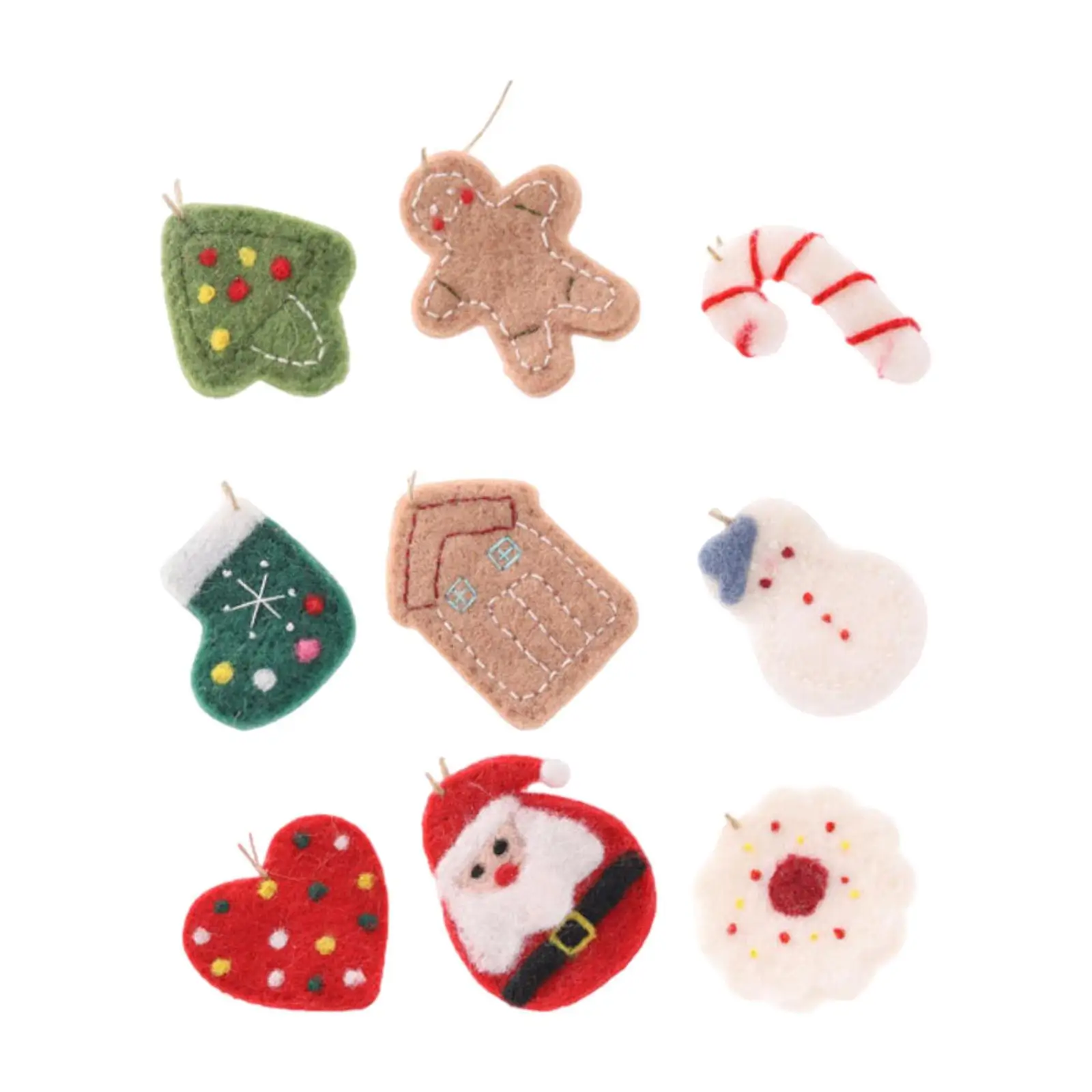 9Pieces Felt Fabric Christmas Pendants Cute Christmas Tree Decoration Hanging Ornament for Fireplace Mantles Lightweight