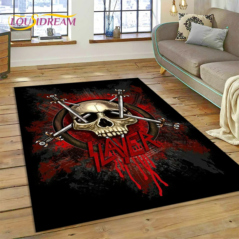 3D Rock Slayer Heavy Metal Band  Rug Carpet for Living Room Bedroom Decor,Floor Mat Non-slip Decoration for Sofa Doormat Gifts