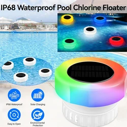 Pool Chlorine Tablet Dispenser Solar Floating Chlorine Dispenser Colorful Downlight Tub Chlorine Floater Floating Water Cleaner