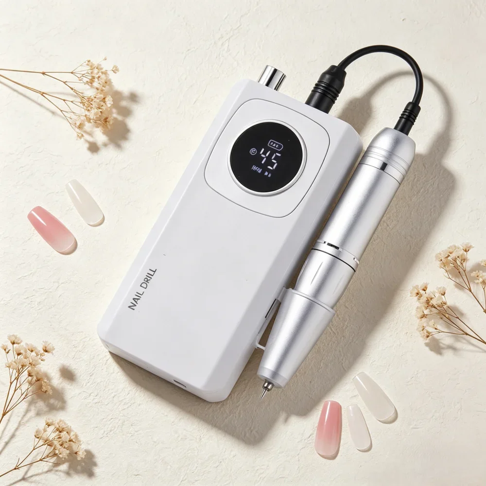 45000RPM Low Noise Rechargeable Nail Drill LCD Display High Speed Professional Nail Polisher Sander Accessory Set