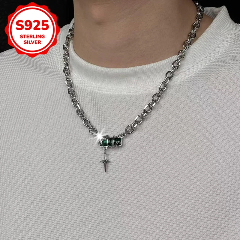 

925 sterling silver snake wound starlight men's necklace is suitable for Valentine's Day, birthday gifts, and daily gatherings