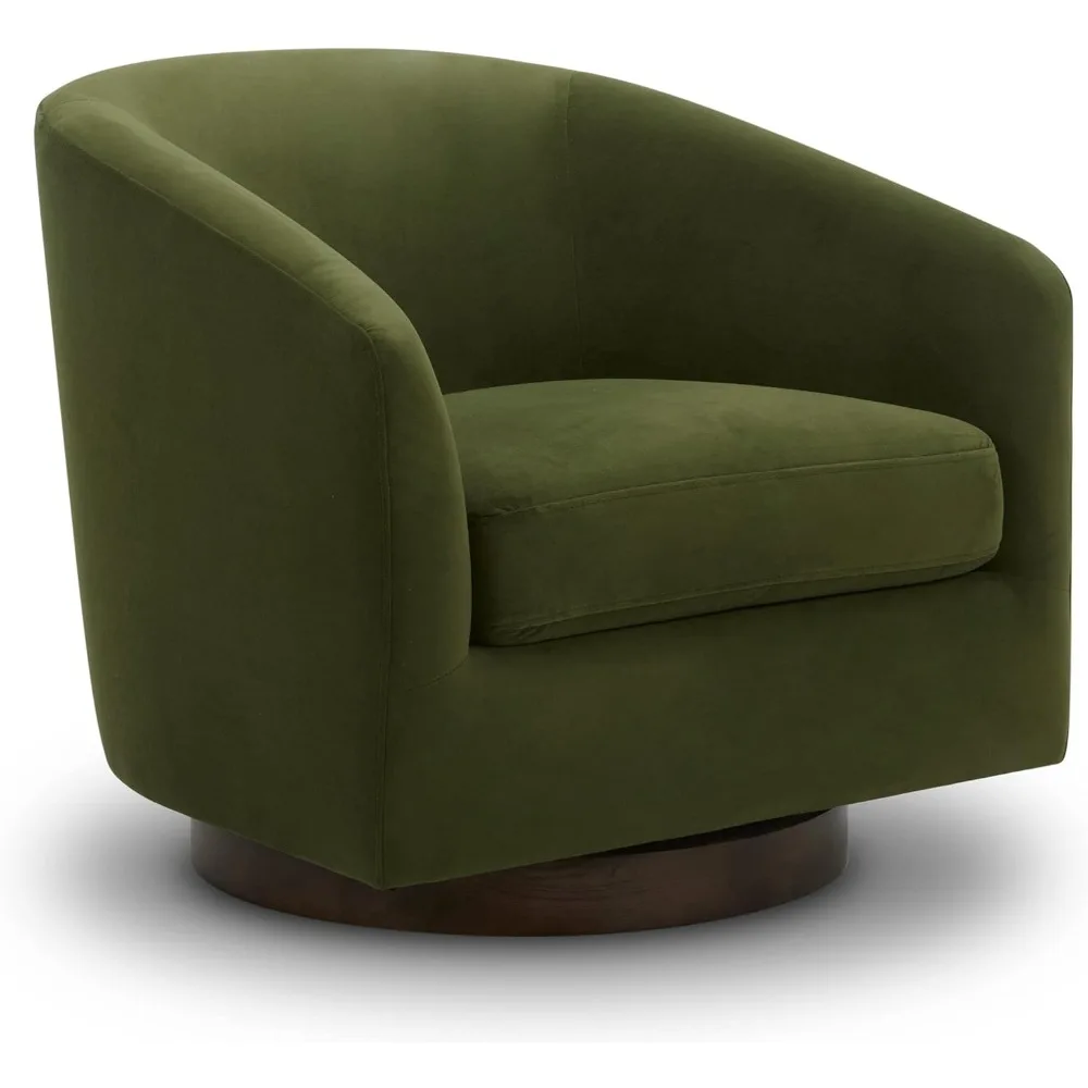 

Swivel Accent Chair, FSC Certified Upholstered Velvet Barrel Chair for Living Room, Fully Assembled, Forest Green