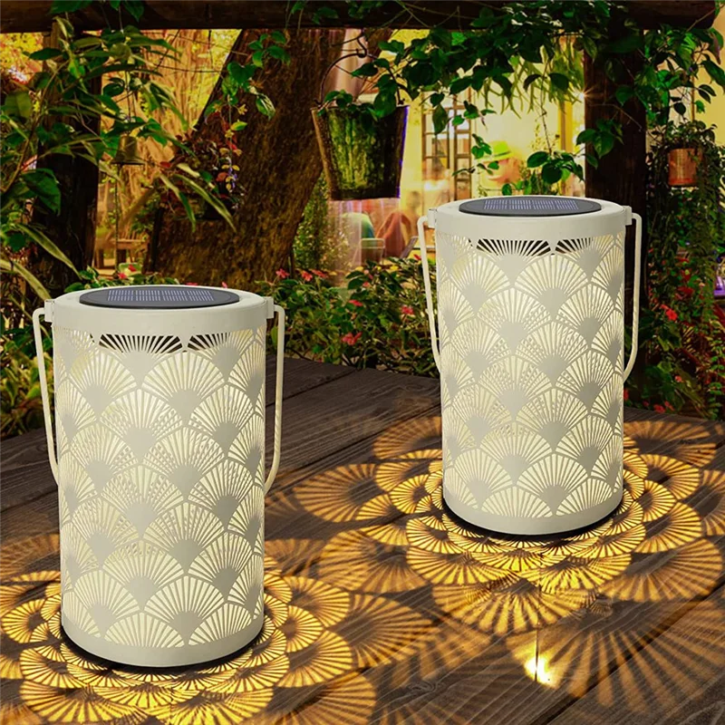 Solar Lantern Light for Decor - Tabletop Lanterns Waterproof Lamp Hanging Garden Lights with Handle Decorations