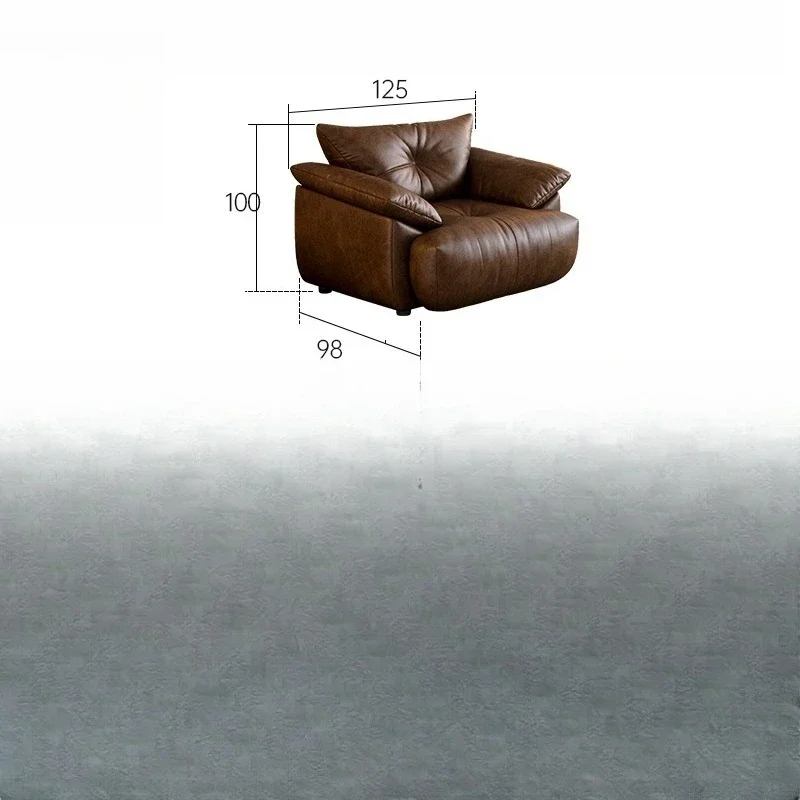 French retro electric sofa, living room adjustable retractable high backrest function medium ancient oil wax leather sofa bed no