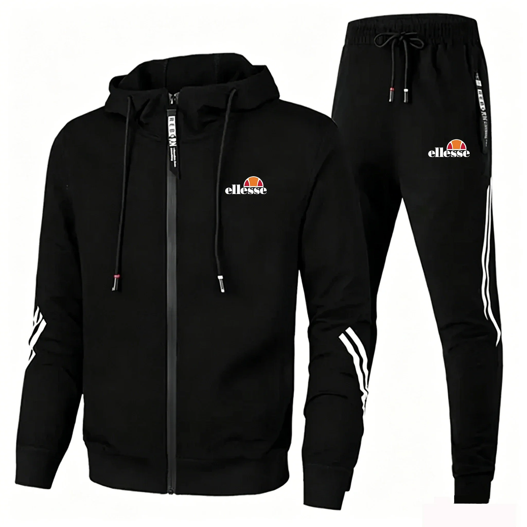 

European American Trendy Men's Spring Autumn Long Sleeved Hooded Sportswear, Jogging, Fitness, Running, Sports and Leisure Suit