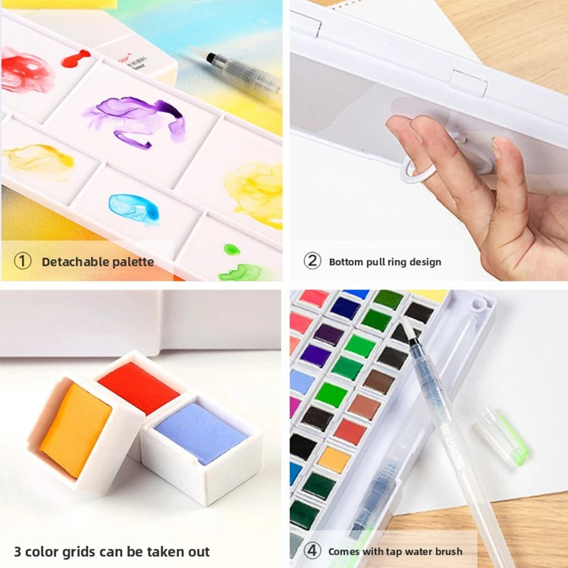 Pintura de acuarela sólida 24 colores 36 colores 48 colores Arte específico Juego de acuarelas sólidas