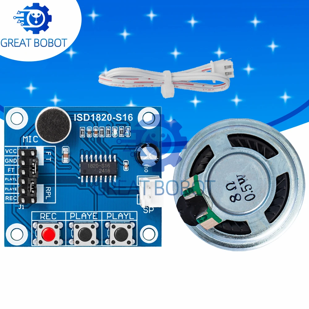 ISD1820 recording module voice module the voice board telediphone module board with Microphones + Loudspeaker