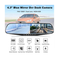 4.3Inch Car Dash Cam Driving Recorder HD 1080P Cycle Mirror Dvr Dash Cam Dual Lens Video Recorder Car DVR Dash Camera