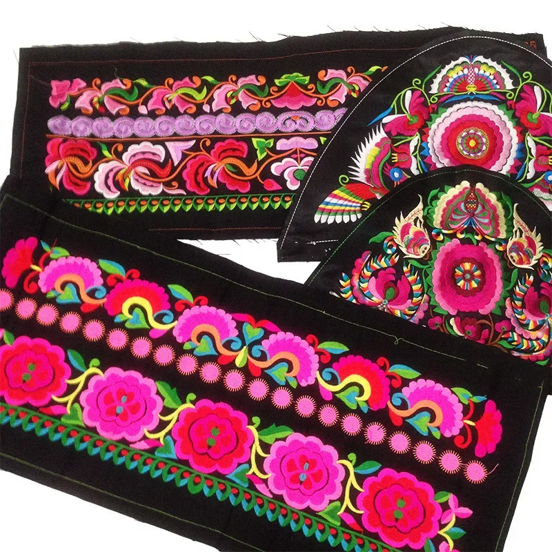 Ethnic Style Flower Embroidery Patch, DIY Sewing Applique, Sew on Costume Accessories, 1Pc