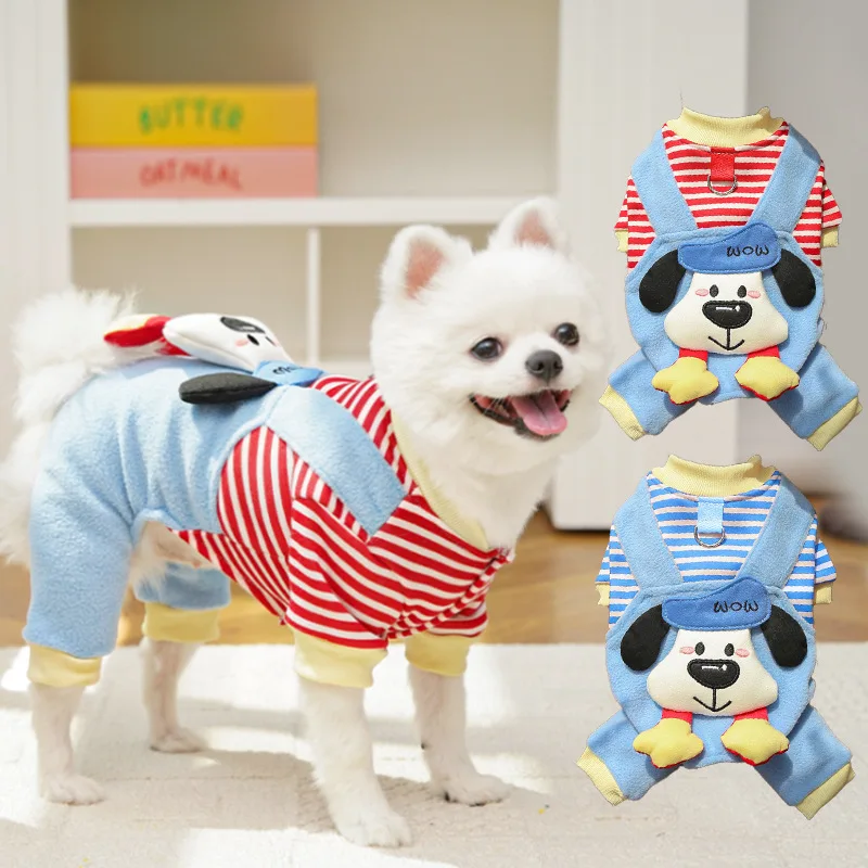 

Winter Dog Jumpsuit,Fleece Puppy Coat, Dog Pet Fleece Vest,Cute Cat Warm Clothing,Dog Custume Supplies,With D-Ring Clothes