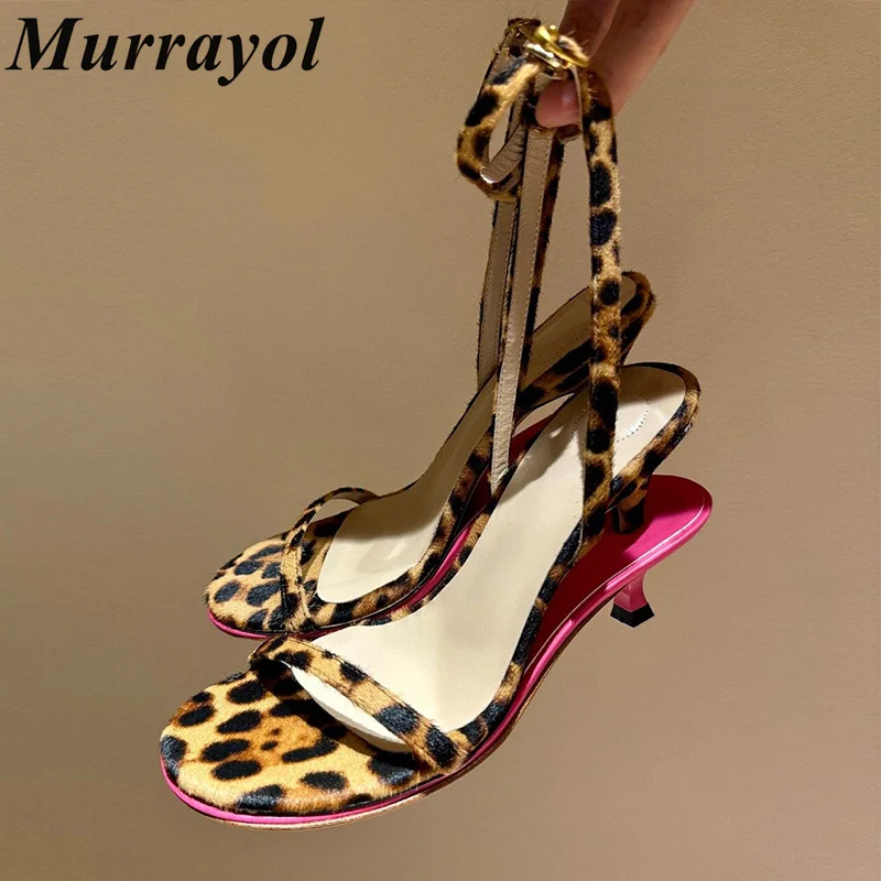 New Sexy Open Toe Thin Heels Sandalias Women Leopard Print One Strap Sandals Summer Party Dress Shoes Fashion Runway Shoes