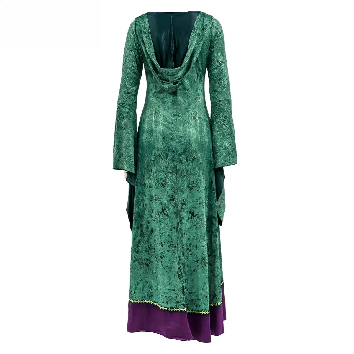 Vestido de Halloween Hocus Pocus Winifred Sanderson para mujer, disfraz de Halloween con patrón verde, vestidos medievales con capucha, ropa de fiesta