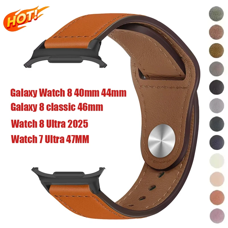 Leather strap for Samsung galaxy watch 8 40 44mm/ 8classic business band galaxy ultra 2025/7 47mm Quick Releas Leather Bracelet