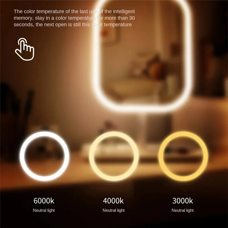 A94E-LED مرآة ماكياج 3 ألوان ضوء لمس مرآة الحديثة سطح المكتب المرآة البالونية للنساء غرفة نوم خلع الملابس