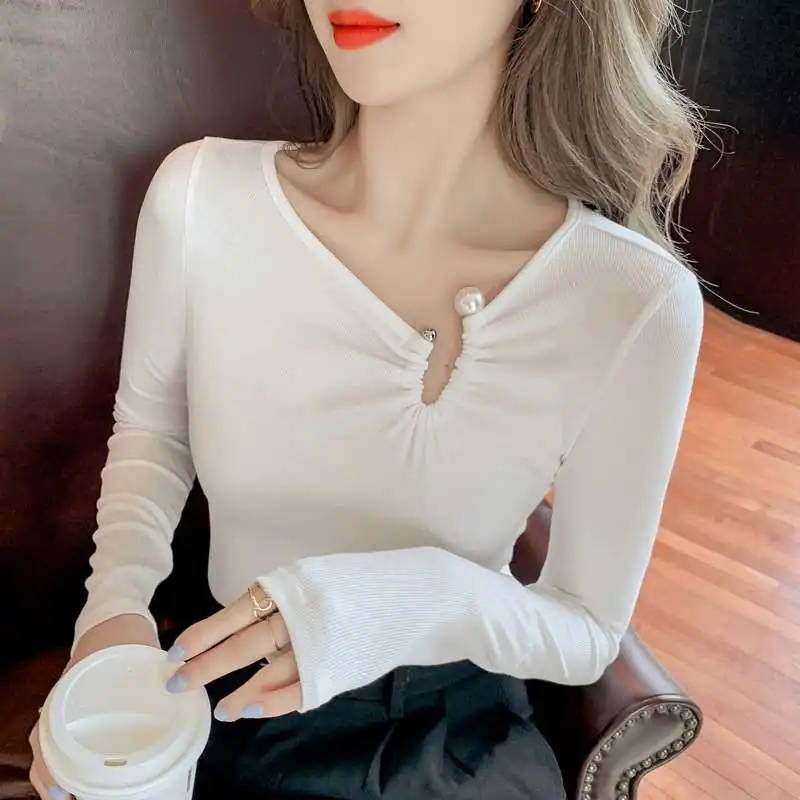 

Slimfit Long Sve Vne Tirt for Women Spring New Sle Pure Color Cotton 00% Comfortable Women's Tirt