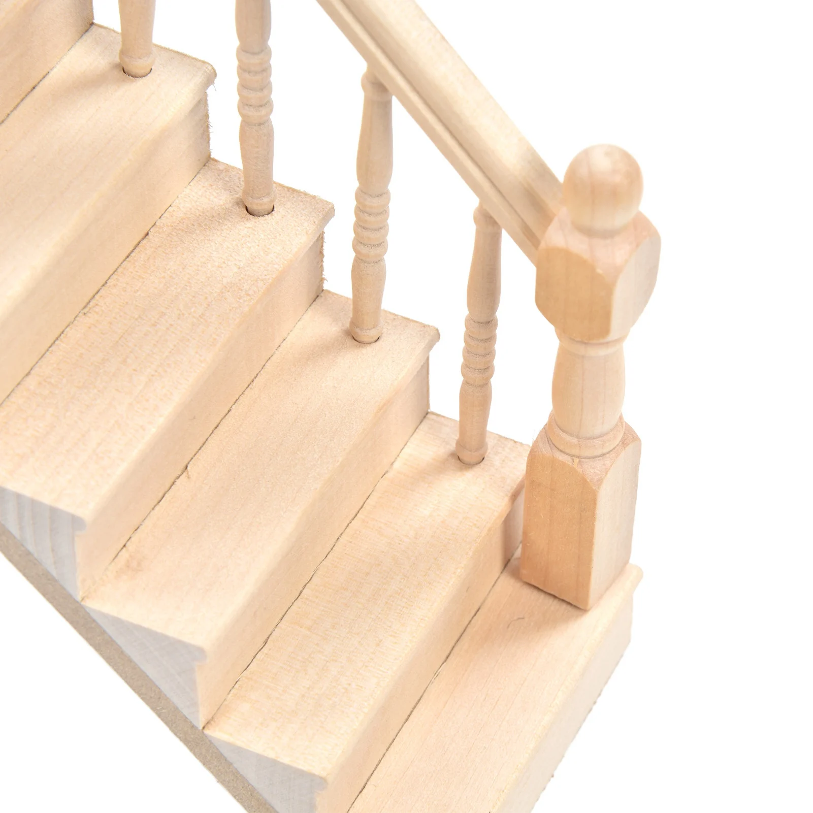 Doll House Stairs Glossy Rounded Corners Birch Material DIY Vivd Cute 1/12 Scale Miniature Staircase for Crafts Dollhouse