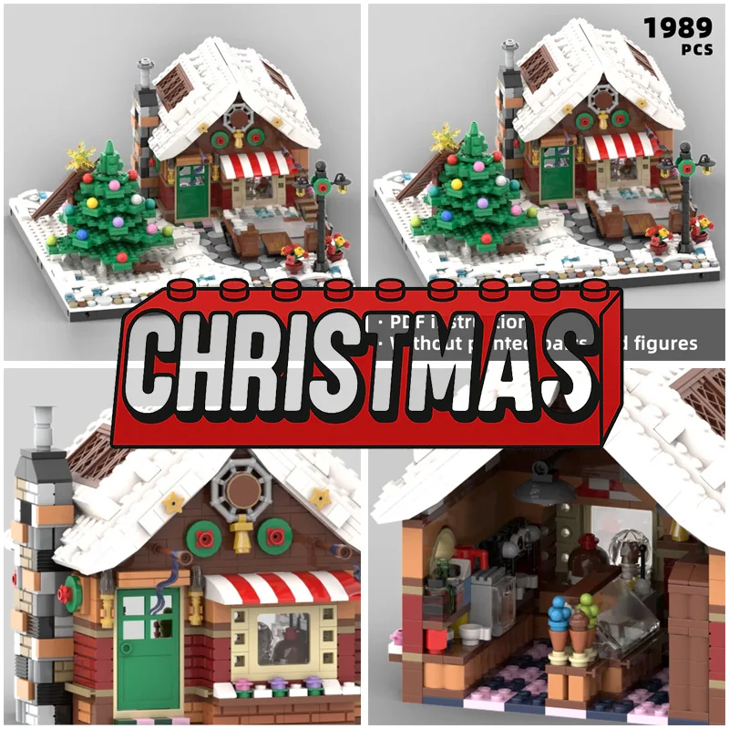 Monthly Surprise Christmas Holiday House Winter Village Cottage Cabin Church Building Blocks DIY Assembly Bricks Santa Gift