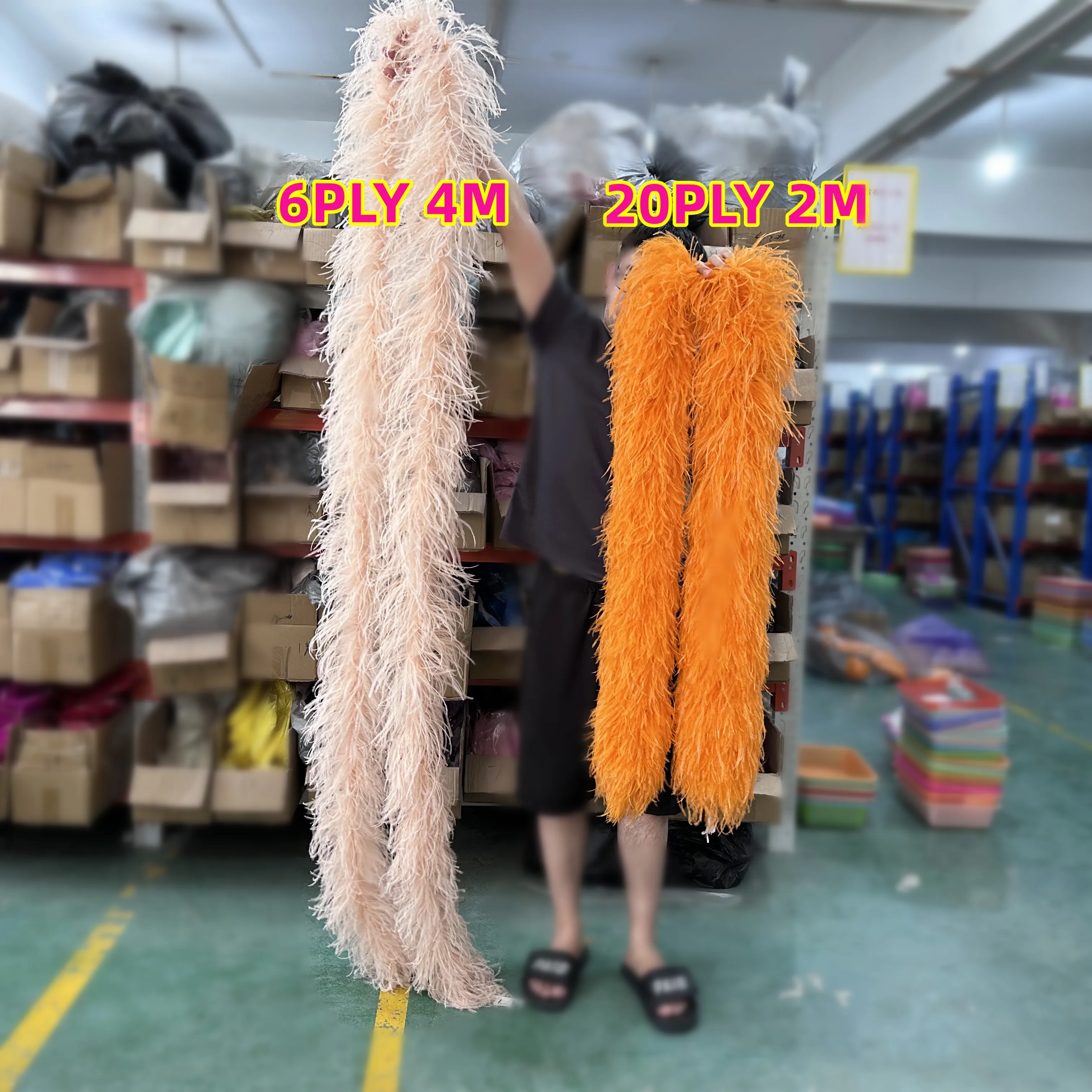 

2/3/4Meter Ostrich Feathers Boa 6PLY 20PLY Custom Fluffy Plumes Shawl For Wedding Clothes Dress Decoration Sewing Crafts Scarf