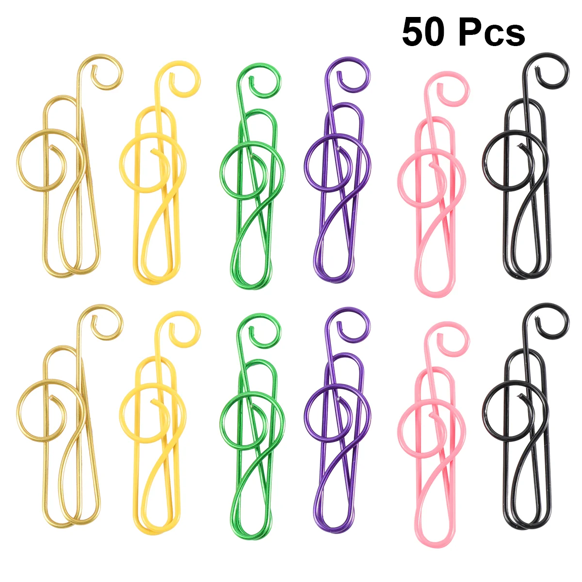 1 Box 50pcs Colorful Note Shaped Paper Clip Adorable Paper Holder Creative Metal Paper Clamp for Home Office School