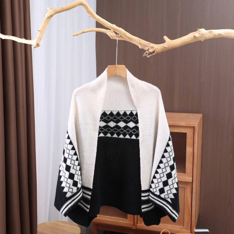 

100% шерсть на одно плечо, однотонная шаль с ромбовидной сеткой для тепла, модный мягкий, приятный для кожи, уличный дорожный навес