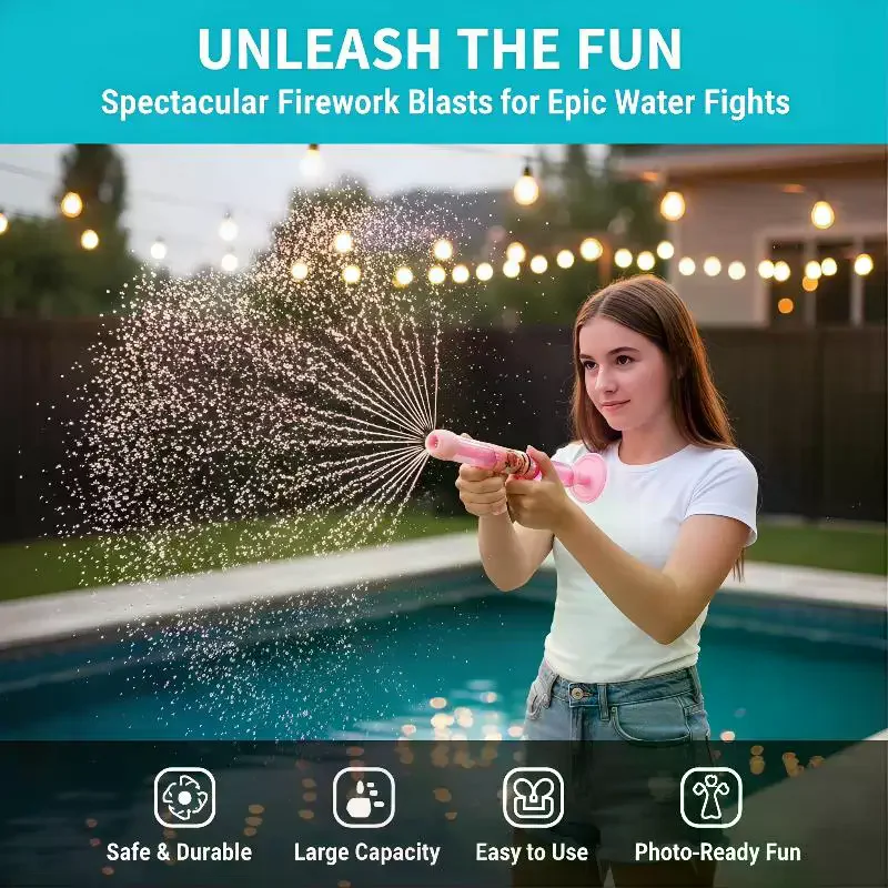 Water Guns for Kids Pull-out Design Outdoor Water Shooters 2 in 1 Splashing Spray Toy Summer Beach Pool Game