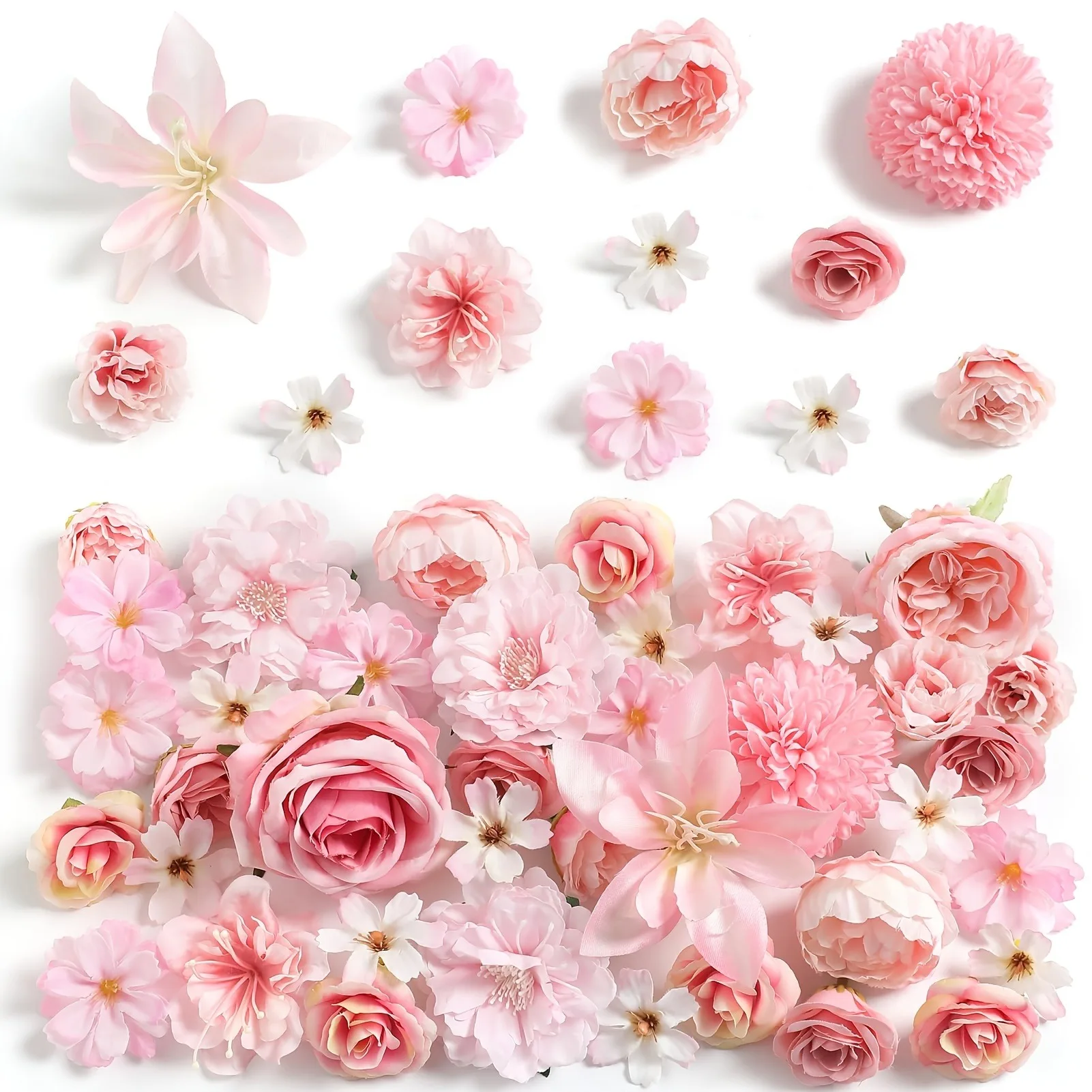 47 Stück gemischte künstliche Blumen aus Seide, künstliche Blumen für Heimdekoration, Hochzeitsdekorationen, Ornamente, DIY-Bastelgeschenke, Girlanden-Zubehör – Detail 9