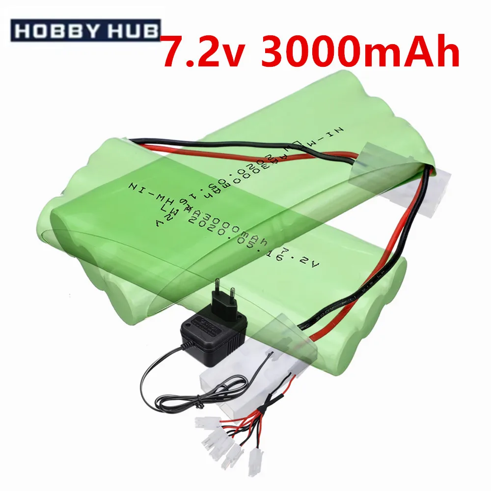 7.2v 3000mAh AA Rechargeable NiMH Battery + 7.2v Charger For RC Cars Robot Tanks Gun Boats Toys Accessories