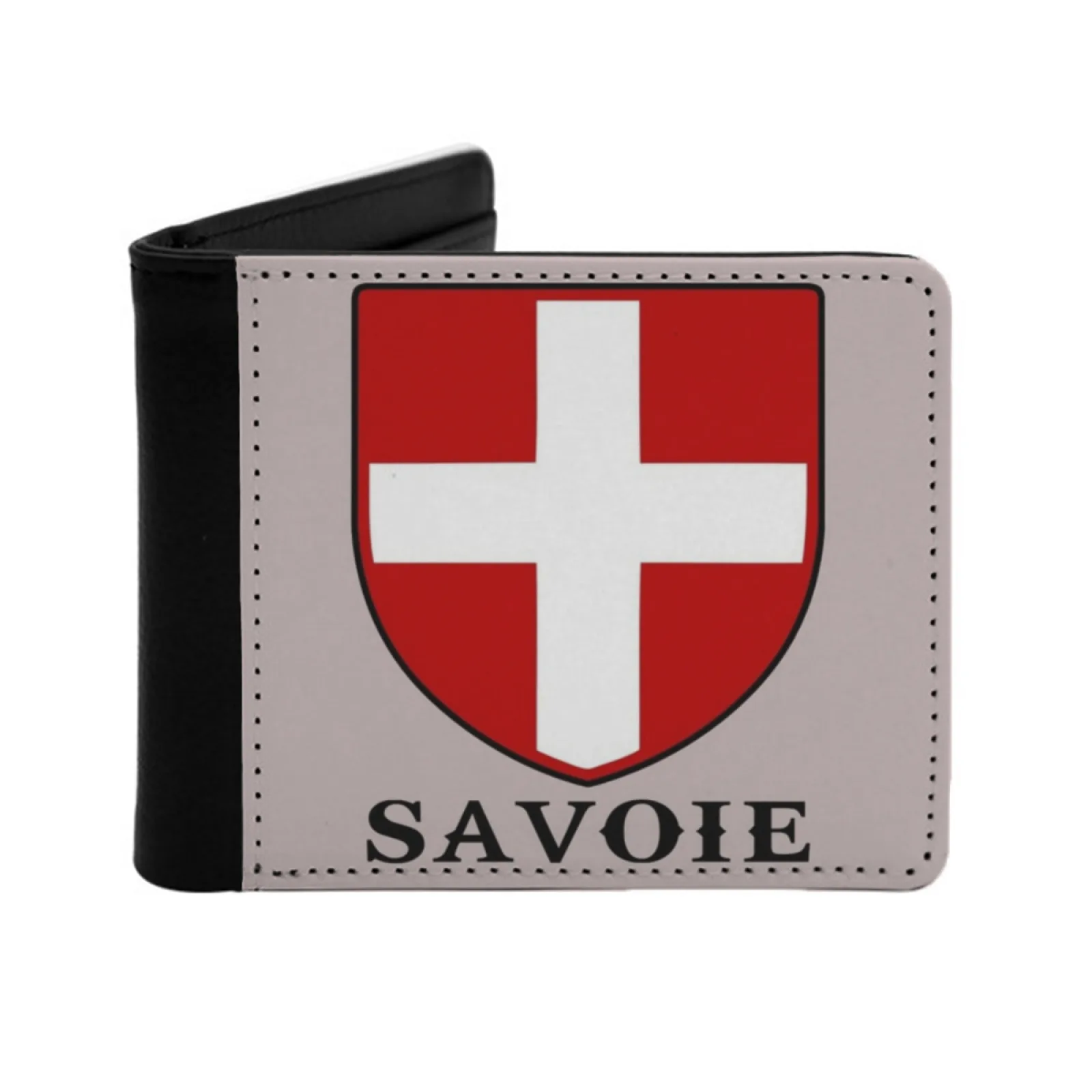 Savoie Wallet For Men Pu Leather Money Purse Credit Card Wallet Gifts Swiss Mountain Cross Shield Savoie Switzerland Savoy