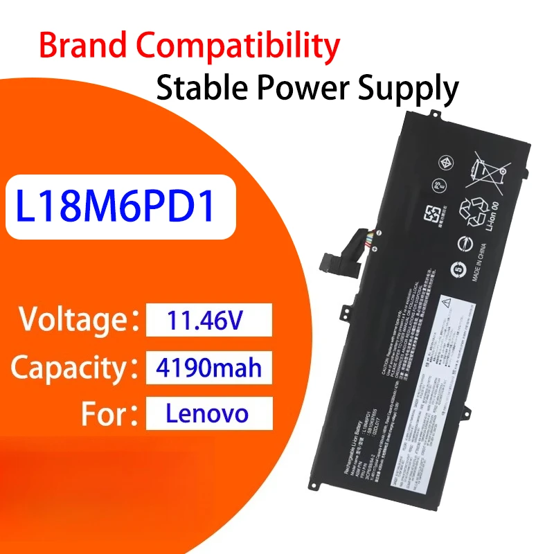 New Replacement Battery For Lenovo L18M6PD1 L18L6PD1 L18C6PD2 02DL018 11.46V 4190mAh High Capacity Li ion Notebook Battery