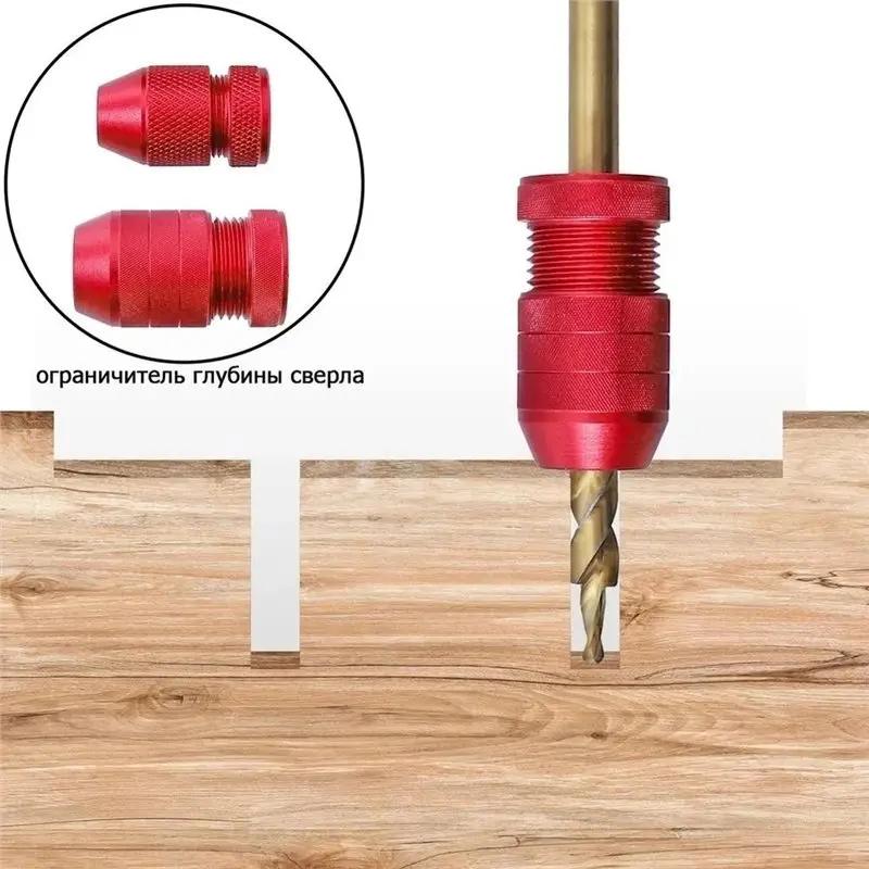 B97A-Adjustable Aluminum Drill Stop Set 2Pcs Inner Diameter Depth Control Precise Drilling Tool For Woodworking Metalworking