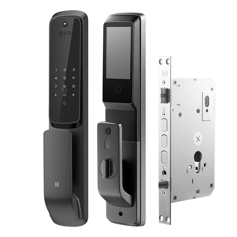 شاشة خلفية 4.5 بوصة قفل نقر صامت أوتوماتيكي بالكامل مراقبة في الوقت الحقيقي إنذار ثلاثي الأبعاد قفل باب ذكي التعرف على الوجه