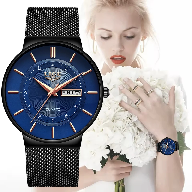 

Новые женские часы LIGE 2026: люксовые, модные, ультратонкие, с сетчатым ремешком, водонепроницаемые, кварцевые, с датой. Relogio Feminino.