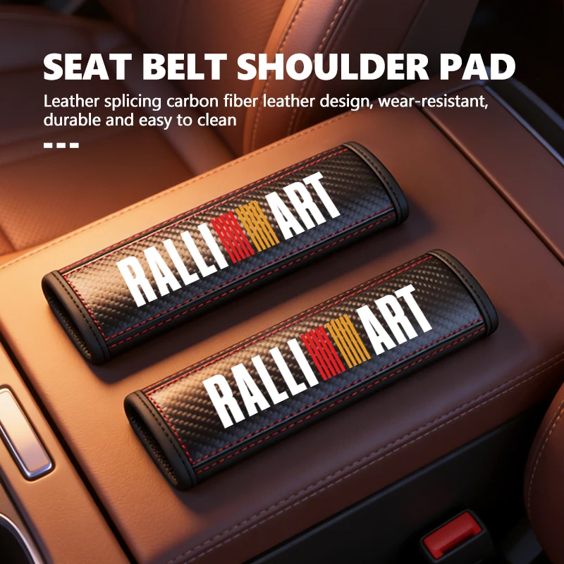 For Mitsubishi Car Logo Seat Belt Cover Shoulder Protector Leather Accessories Pajero Outlander XL Montero Lancer Triton l200
