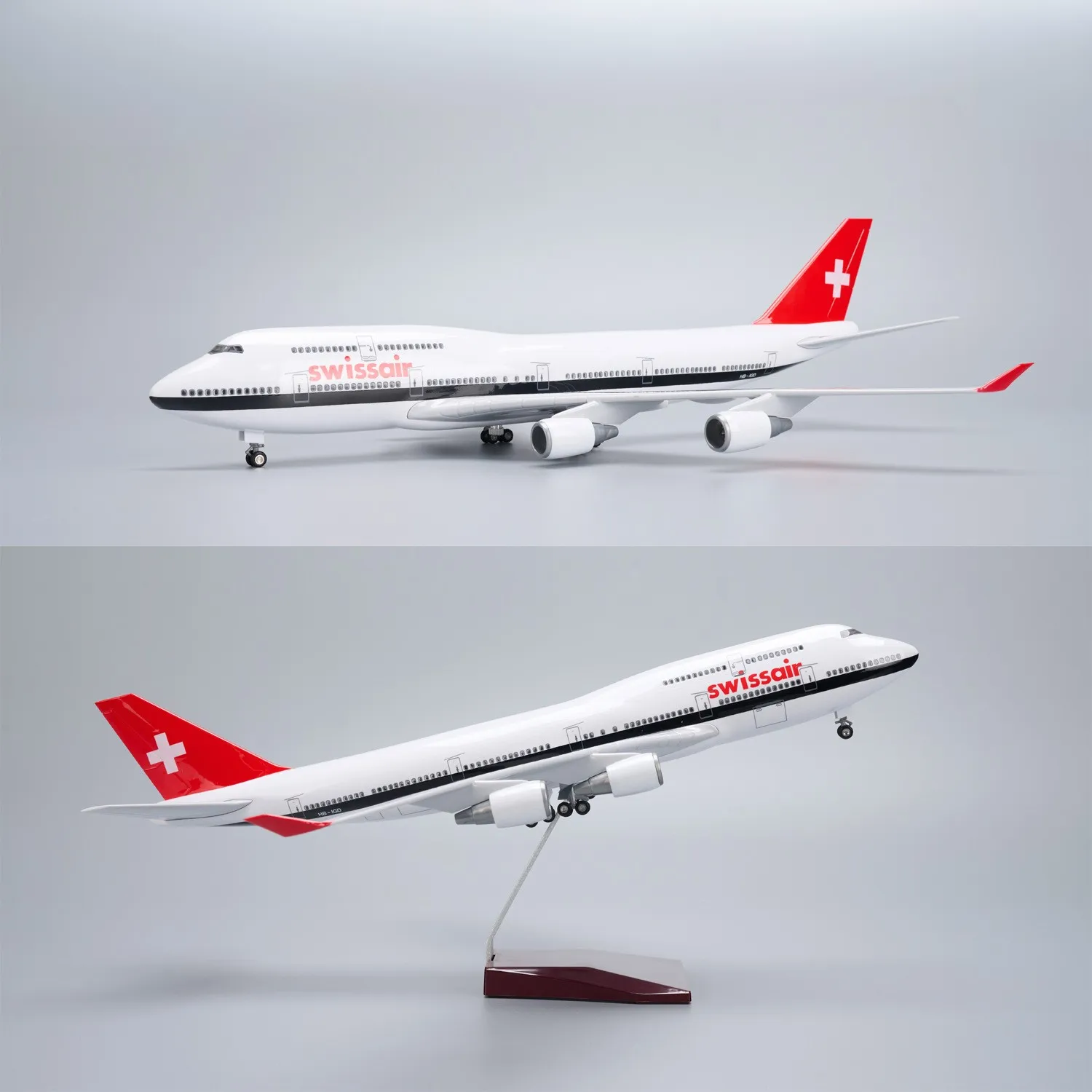 47cm Large Scale Swiss Airways B747 Resin Diecast Airplane Model Kit for Aviation Enthusiasts Gifts or Display Decorations