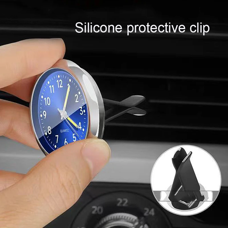 Luminous Car Clock Air Outlet  Mini Quartz Clock With Clip Auto Ornament Internal Stick-On Waterproof Watch Car Accessories Gift