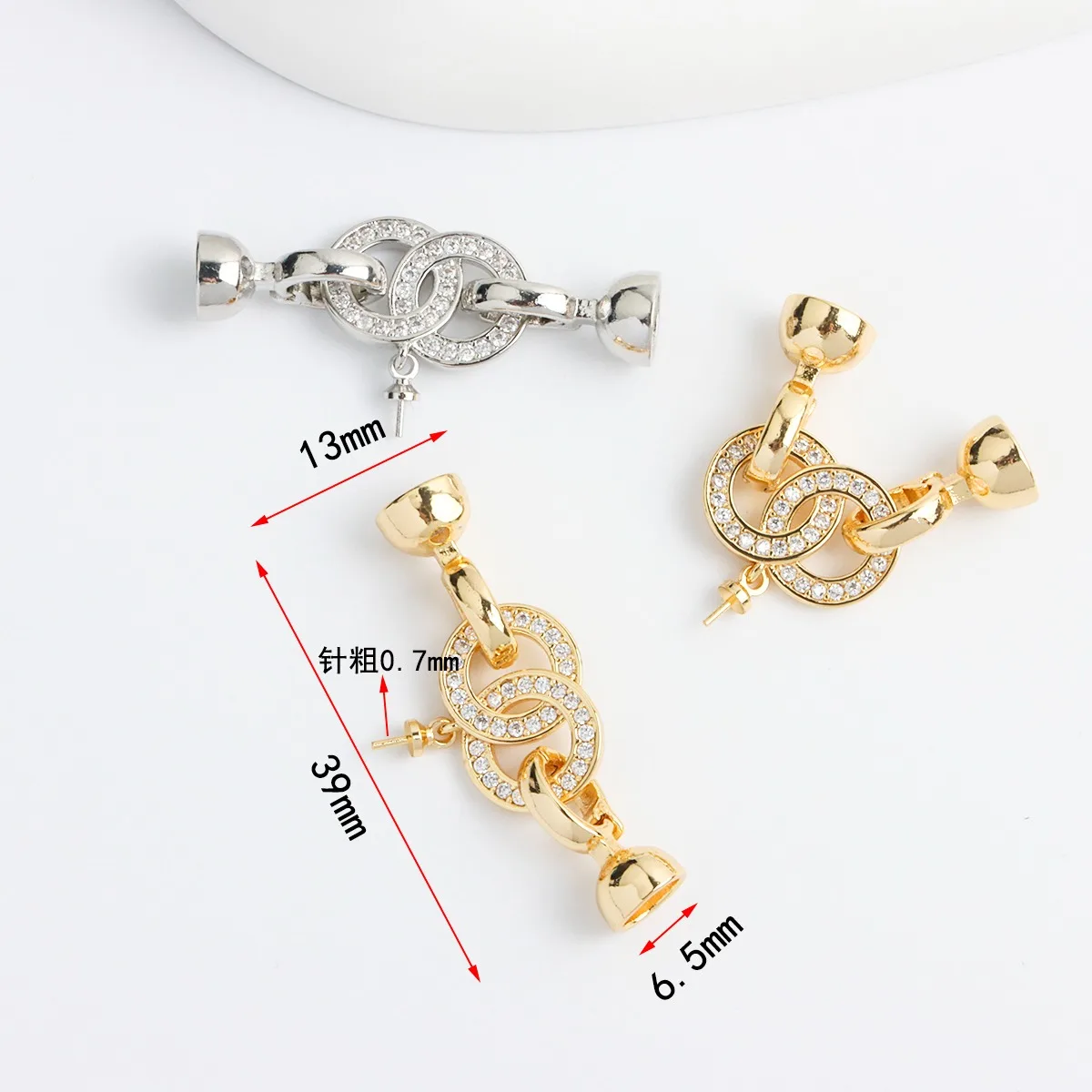 18K ทองคําแท้ชุบโอปอลแหวนคู่แขวนหัวปุ่ม,สร้อยคอสร้อยข้อมือ Ending BUCKLE DIY เครื่องประดับอุปกรณ์เสริม