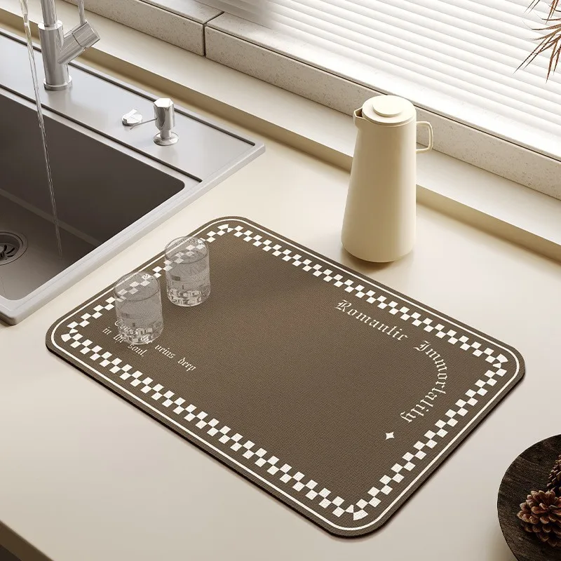 Simple Kitchen Drainage Mat Diatom Mud Desktop Insulation Anti-Slip Mat Anti-Fouling Washable Table Mat Restaurant Decoration