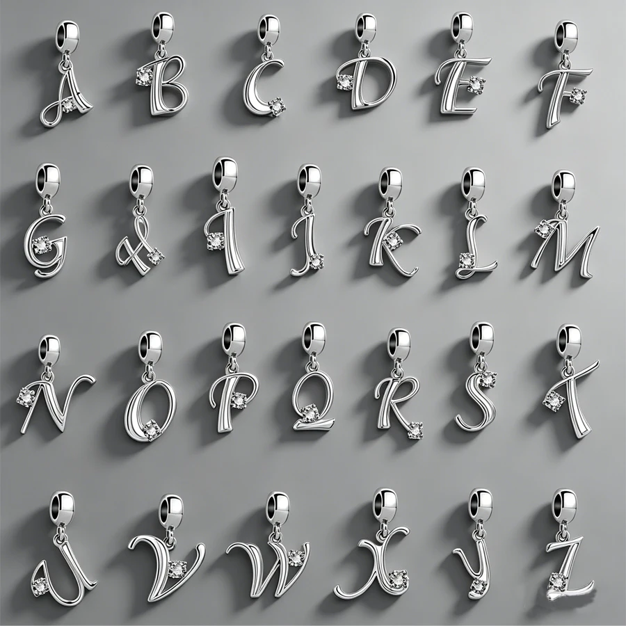 

Europeans DIY Making 26 Letter Alphabet A-Z Dangle Charm Bead Silver-Plated Accessories Bead Fit Original Women Bracelet Jewelry