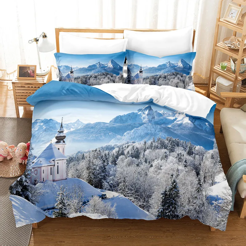 

Snow Scene Hut Bedding Set Duvet Cover Set 3d Bedding Digital Printing Bed Linen Queen Size Bedding Set Fashion Design