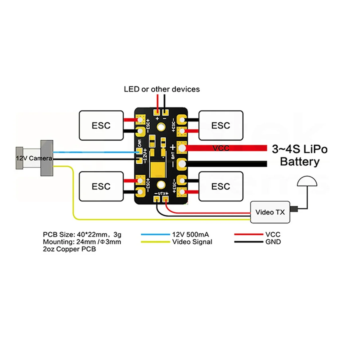 

Мини-плата распределения питания Mini PDB Mini PDB с линейным регулятором напряжения 12 В, детали «сделай сам» для FPV мультикоптера FPV камера дрон
