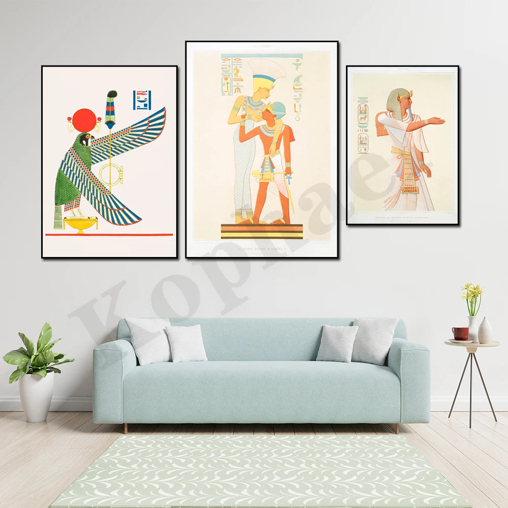 Abstract Vintage Ancient Egypt Pyramids Egyptian Goddess Pharaoh Birds Falcon Archaeology Art Wall Poster