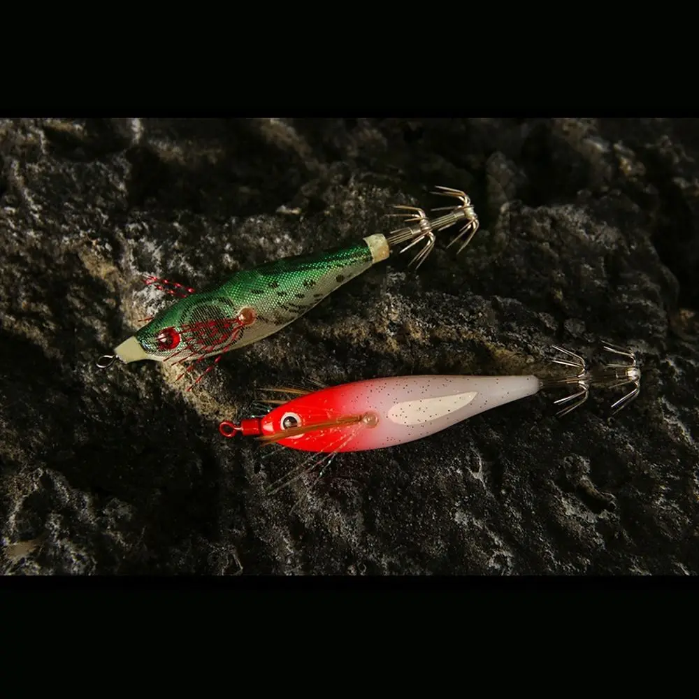 75mm 5.5g Fishing Lure Artificial Squid Hook Jigs Noctilucent Squid Cuttlefish Jig Lures Spinnerbait Wood Shrimp For Sea Fishing