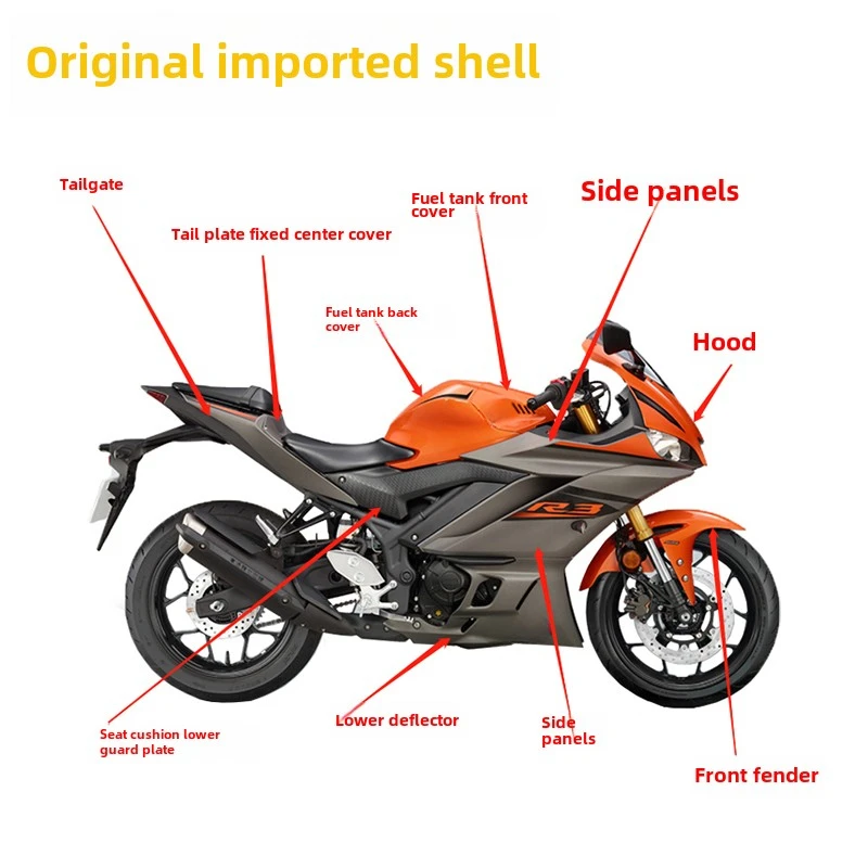 For Original imported YFZ-R3 whole car shell, orange car shell, guide cover, surrounding sid