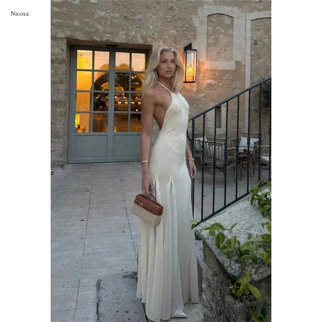 

Nicole Women Evening Dress Woman Line A Elegant Evening Dresses for Woman Luxury Round Collar Custom Made Back-length Ball Gowns