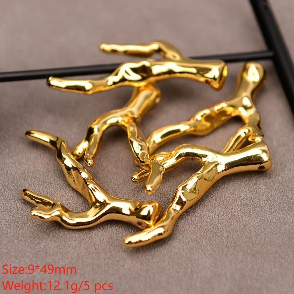

5 Pcs Golden Resin Coral Branch Shape Pendant Gold Plated Pendant Charms For Necklace Jewelry Making DIY