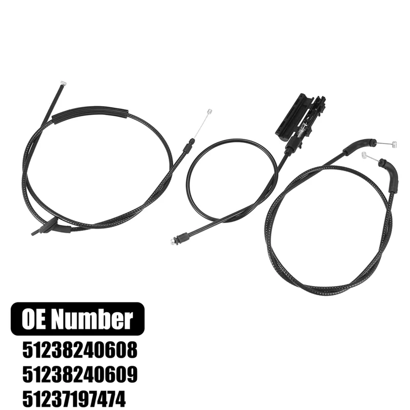 

4Pcs/Set Car Front Center Rear Hood Release Cable Kit With Release Handle Bracket Assembly For BMW E65 E66
