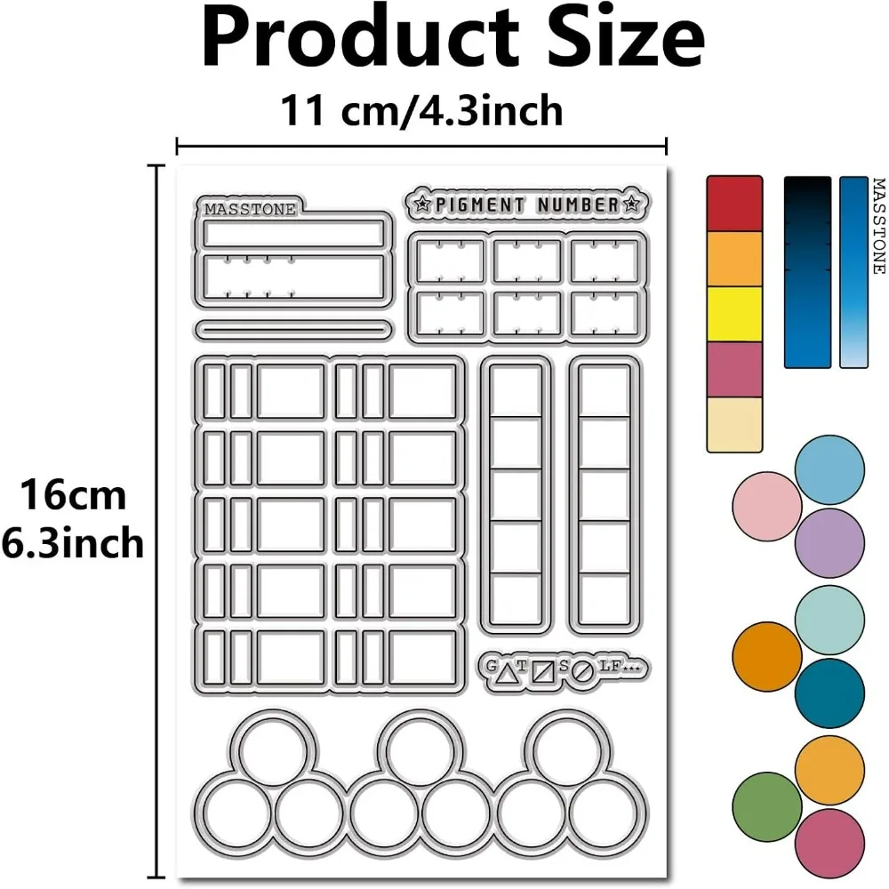 Color Swatches Clear Rubber Stamps Palette Reusable Transparent Silicone Stamp Seals for DIY Scrapbooking Photo Album Making Kit